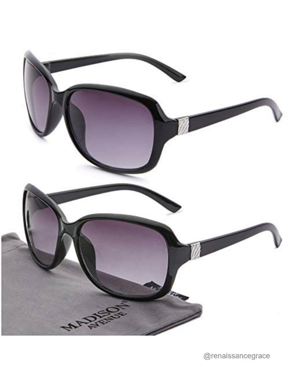Women's Retro Square Sunglasses 2-Pack UV400 Protection Lightweight